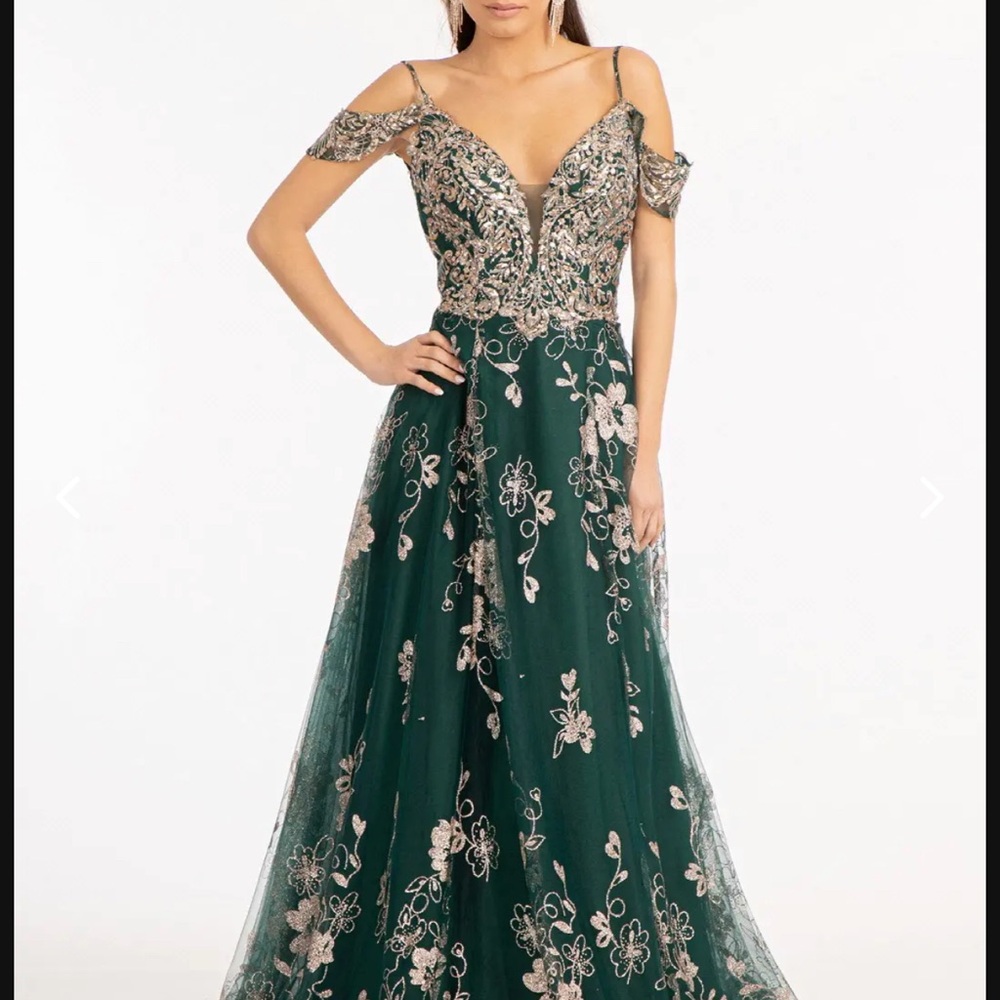 Emerald Floral Gown Large - Picture 9 of 10